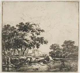 O rio na floresta, prato três de Conjunto de paisagens