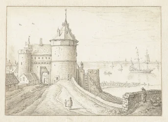 Porta da cidade com vista para o mar