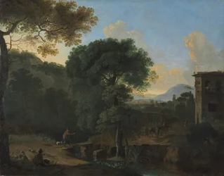 Paisagem com viajantes, década de 1630.