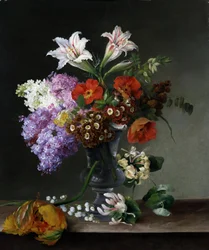 Natureza morta com flores. Pintura de Hermania Neergaard (1799-1875) Coleção particular