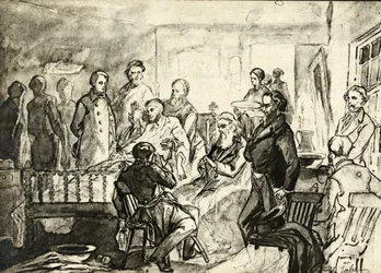 Abraham Lincoln em sua cama da morte, c.1865