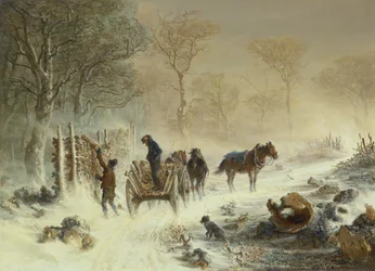 Carregando madeira na neve, 1858