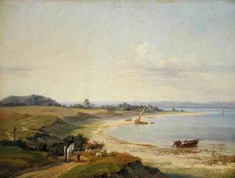 Paisagem Costeira (óleo sobre papel colocado a bordo)