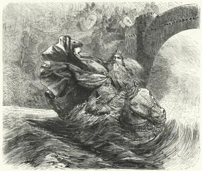 Frederico Barbarossa se afogando no rio Saleph na Terceira Cruzada, 1190