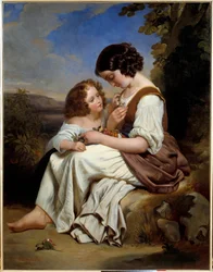 A flor favorita. Pintura de Hermann Winterhalter (1808-1891), escola alemã, v.1840. Óleo sobre tela. Dim: 1,50 x 1,15m. Lille, Museu de Belas Artes