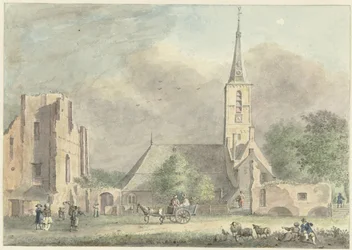 Igreja e ruínas da abadia em Rijnsburg
