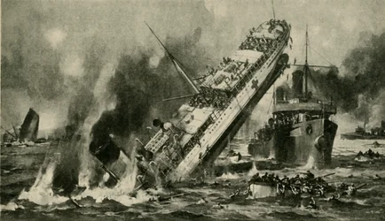O naufrágio de Anglia, Primeira Guerra Mundial, 17 de novembro de 1915, c1920.
