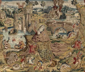 Tapeçaria inspirada no trabalho de Hieronymus Bosch, c.1560 (ouro, prata, seda e lã)