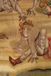 Tapeçaria inspirada no trabalho de Hieronymus Bosch, c.1560 (ouro, prata, seda e lã)