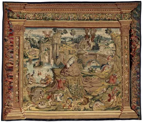Tapeçaria inspirada no trabalho de Hieronymus Bosch, c.1560 (ouro, prata, seda e lã)