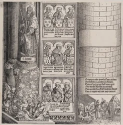 Maximiliano como Arquiteto, com Estátua de São Leopoldo e Bustos de Ances de Maximiliano..., 15171518.