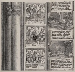 O Túmulo Erguido por Maximiliano para Seu Pai, e O Tesouro Imperial, com Retratos de..., 1515.