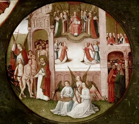 O paraíso. Detalhe dos Sete Pecados Mortais e das Quatro Últimas Coisas (óleo sobre painel
