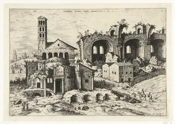 Vista do Templo de Rómulo e da Basílica de Constantino
Rvinarvm Templi Pacis (...) (título sobre o objecto)
Ruínas romanas (título da série)