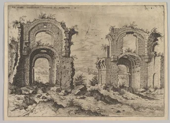 Segunda vista dos banhos de Diocleciano, do conjunto das ruínas romanas, 1550.