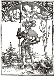 Cavaleiro em armadura de guerra