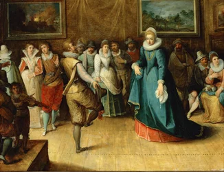 Uma festa dançante (pintura sobre madeira de carvalho)