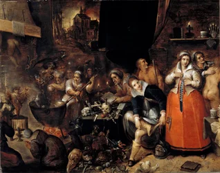 A cozinha das bruxas Quadro de Hieronymus Francken