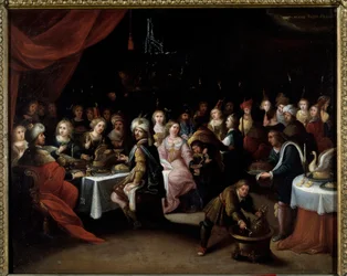 O casamento de Pintura de Caná por Hieronimus (Hieronymus ou Jerome) Franck (1578-1628) Século XVII Toulouse musee des Augustins