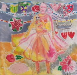 Fada com Corações e Flores, 2006 (corantes de seda)