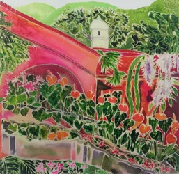 Em Nosso Jardim, Antígua (tintas de cor sobre seda)