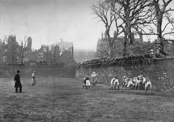 O jogo da parede em Eton: dia de St. Andrews - Oppidan v. Faculdades, c1900, 1903