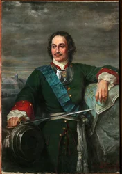 Retrato de Pierre Ier Le Grand (1672-1725) czar da Rússia - Pedro o Grande (Depois de Hippolyte Delaroche) - Bezler-Ciszewska, Henryka - 1914 - Óleo sobre tela - 170x119 - Museu de Arte Regional I. Kramskoi, Voronezh