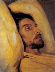 Retrato do jornalista Armand Carel (1800-1836) no seu leito de morte Pintura atribuída a Paul Delaroche (1797-1856) Sol do século XIX. 0,46x0,48 m Paris, Musee Carnavalet