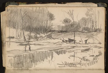 Paisagem com lago (página de um caderno de esboços)