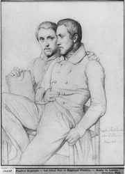 Duplo retrato de Hippolyte e Paul Flandrin, 1835 (chumbo preto sobre papel)