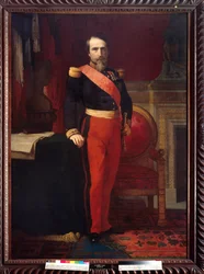 Portrait en pied de Napoleon III (1808-1873) Pintura de Hippolithe Flandrin (1809-1864). 1862. Dim. 2.12 x 1.47. Musee du Chateau, Compiegne - Retrato de Napoleão III (1808-1873). Pintura de Hippolithe Flandrin (1809-1864). 1862. 2.12 x 1.47