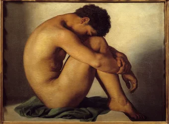 Estudo do jovem nu Pintura por Hypolithe Flandrin (1809-1864)