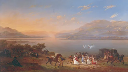 A imperatriz Josefina (1763-1814) chega para visitar Napoleão (1769-1821) em Itália, às margens do Lago Garda