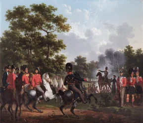 O Duque de Wellington Visitando os Postos Avançados em Soignies (óleo sobre tela)