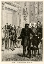 Aqui eu sou senhores, disse ele, de Volta ao Mundo em Oitenta Dias por Jules Verne (1828-1905) gravado por Henri-Théophile Hildebrand (1824-97), 1873