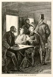Eu deveria tocar um diamante, de Volta ao Mundo em Oitenta Dias, de Jules Verne (1828-1905) gravado por Adolphe François Pannemaker (1822-1900), 1873