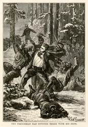 O francês surpreendera três com os punhos de Volta ao Mundo em Oitenta Dias, de Jules Verne (1828-1905), gravado por Henri-Théophile Hildebrand (1824-97), 1873