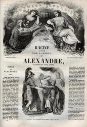 Alexandre le Grand tragedie en cinq actes - gravura em "Oeuvres de Jean Racine" ilustrada por Pauquet e nota de Emile de La Bedolliere - 1851