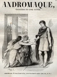 Tragédia andromática em cinco atos - gravura em "Oeuvres de Jean Racine" ilustrada por Pauquet e nota de Emile de La Bedolliere - 1851