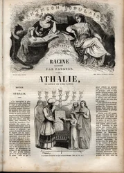 Athalie tragédia de Jean Racine em cinco atos - gravura em "Oeuvres de Jean Racine" ilustrada por Pauquet e nota de Emile de La Bedolliere - 1851