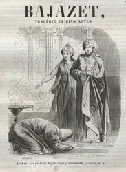 Tragédia Bajazet en cinq actes de Jean Racine gravada em "Oeuvres de Jean Racine" ilustrada por Pauquet e notada por Emile de La Bedolliere - 1851