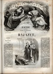 Tragédia Bajazet en cinq actes de Jean Racine gravada em "Oeuvres de Jean Racine" ilustrada por Pauquet e notada por Emile de La Bedolliere - 1851