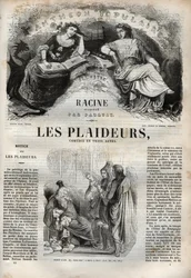 Les Plaideurs (1668) comédia em três atos - gravura em "Obras de Jean Racine" ilustrada por Pauquet e nota de Emile de La Bedolliere - 1851