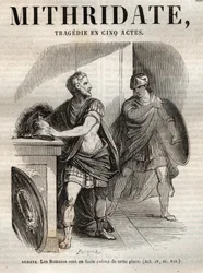 Mithridate tragedie en cinq actes de Jean Racine - gravura em "Oeuvres de Jean Racine" ilustrada por Pauquet e nota de Emile de La Bedolliere - 1851