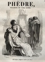 Phedre, de Jean Racine (1639-1699 - gravura em "Obras de Jean Racine" ilustrada por Pauquet e nota de Emile de La Bedolliere - 1851