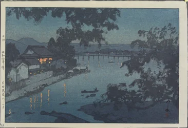 Noite no rio Chikugo em Hita