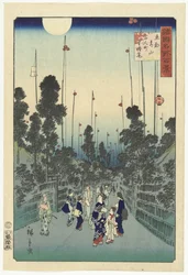 Festa nocturna no distrito de Hyakunin, distrito de Aoyama em Edo
Toto Aoyama Hyakuninmachi (título sobre o objecto)
Cem vistas de lugares famosos nas várias províncias (título da série)
Shokoku meisho hyakkei (título da série sobre o objecto)