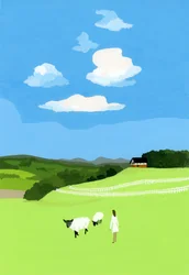 Pradarias e ovelhas