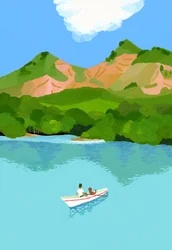 férias de verão nas montanhas e nos barcos
