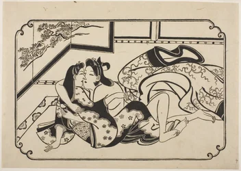 Flirting Lovers, c.1673-81 (impressão em bloco de madeira)